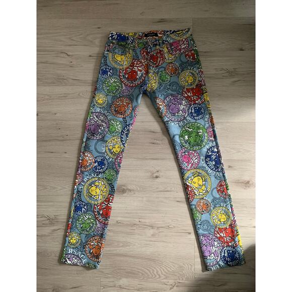 Versace Medusa Multicolor Jeans Size 33 - Picture 2 of 6